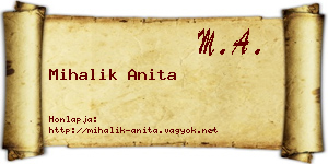 Mihalik Anita névjegykártya